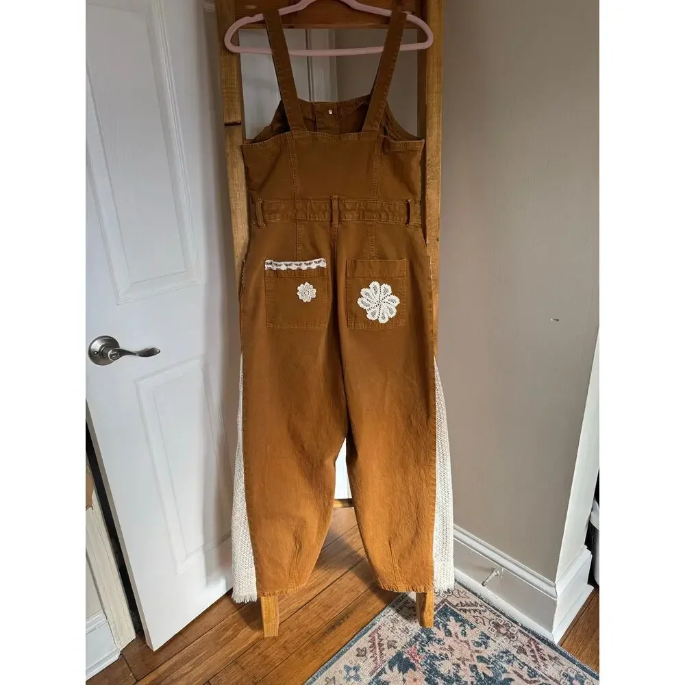 Up-cycles by Ckay | Hand Sewn Lace & Crochet Patchwork Flare Overalls - Picture 7 of 8